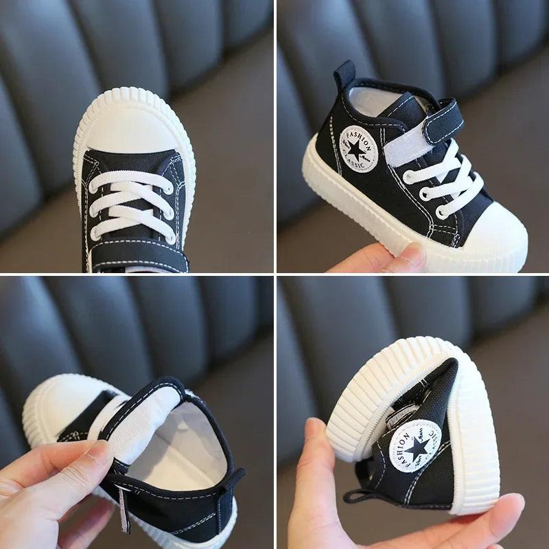 Casual Soft Sole Anti-Slip Colorful High-Top Canvas Sneakers Shoes for Toddlers - JVMCL