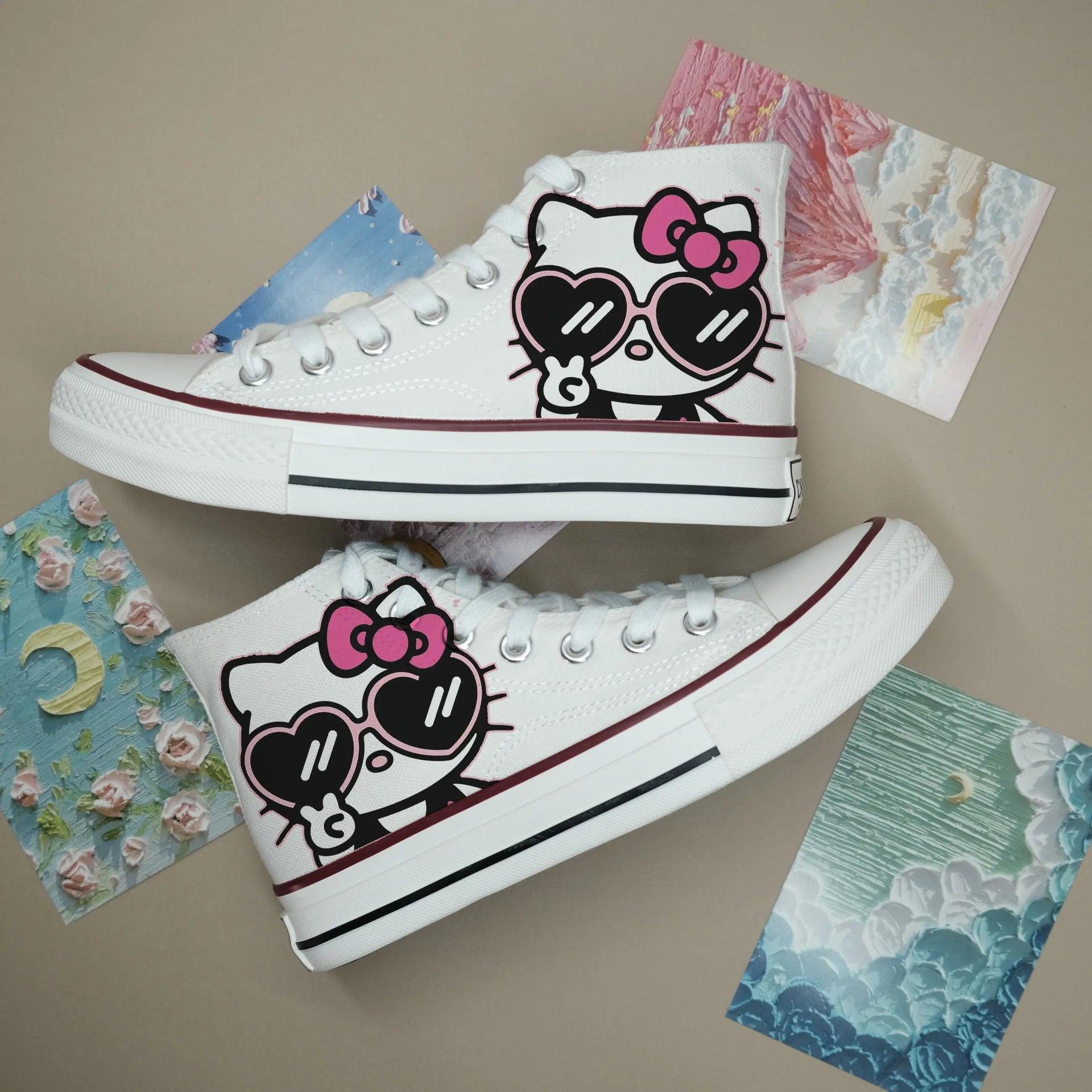 High-Top Canvas Sports Flat Sneakers – Anime-Inspired Unisex Casual Shoes - JVMCL