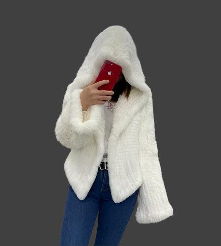 Luxurious Natural Rabbit Fur Hooded Coat – Soft, Warm & Elegant for Winter - JVMCL