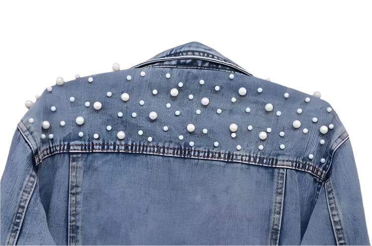 Women's Loose Casual Denim Jacket with Turn-Down Collar - JVMCL