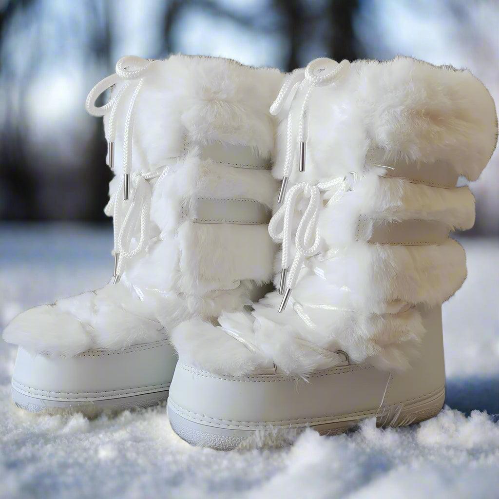 Winter Faux Fur Snow Boots – Fluffy Waterproof Mid-Calf Boots for Women - JVMCL