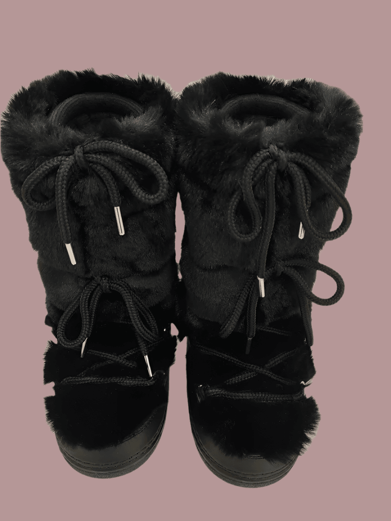 Luxury Winter Rabbit Fur Long Boots – Warm Fluffy Platform Ski Boots - JVMCL