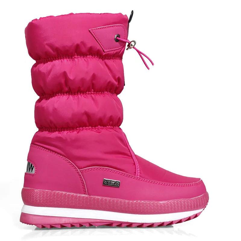 Platform Spring Winter Thick Waterproof Non-slip Fashion Fur Women Snow Boots - JVMCL