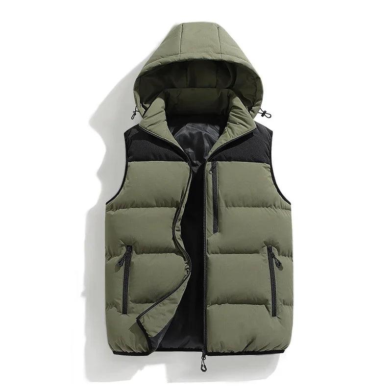 Warm and Stylish Men's Autumn and Winter Thick Hooded Vest with Detachable Hat - JVMCL