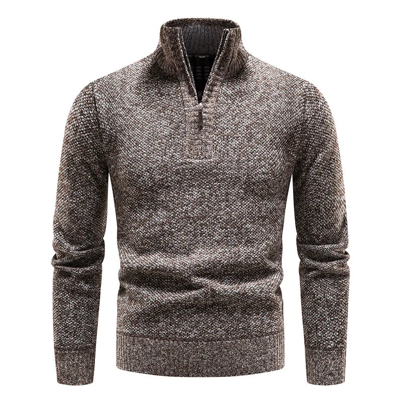 Thick Half-Zip Turtleneck Warm Knitted Pullover Sweater for Winter & Sportswear - JVMCL