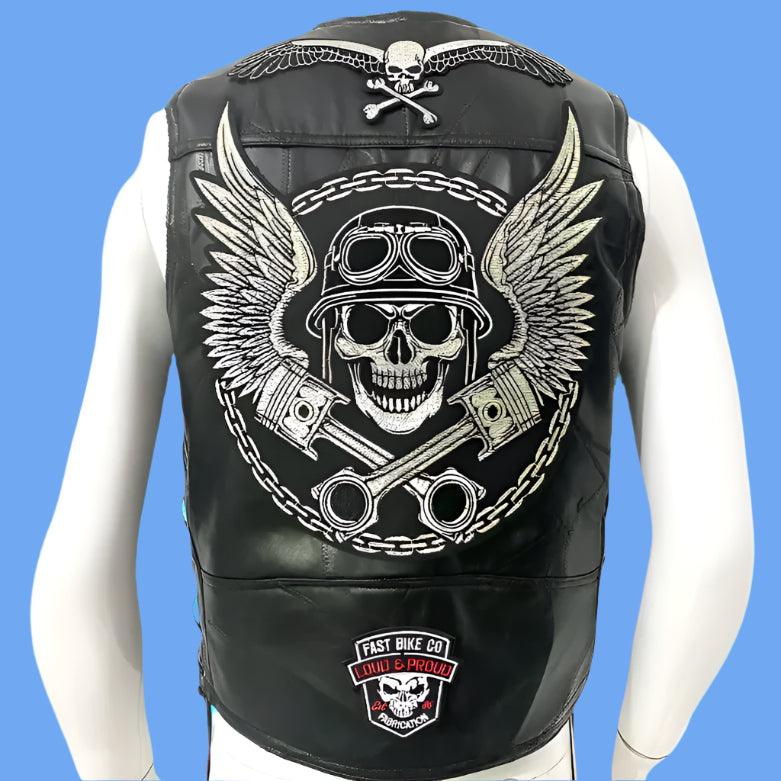 Men's Sleeveless Motorcycle Streetwear Biker Waistcoat Vest Leather Jacket - JVMCL