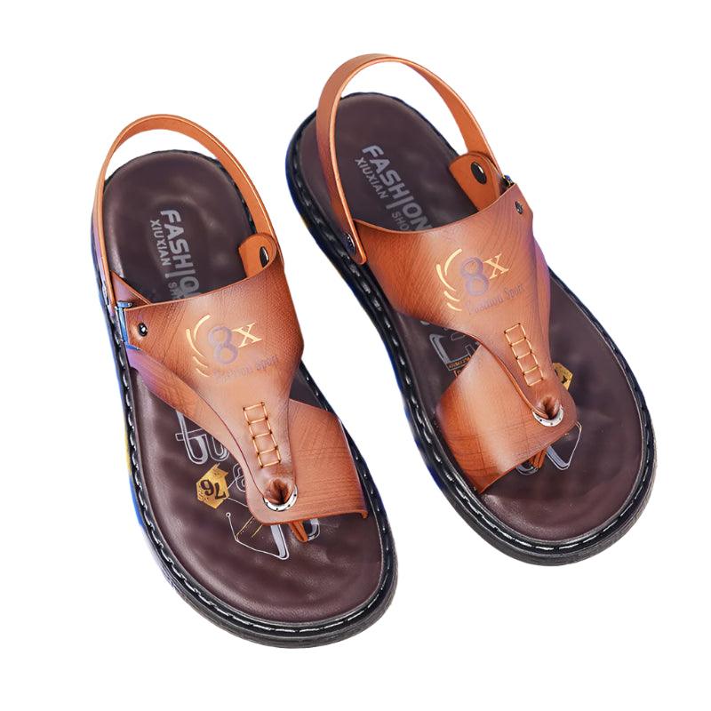 Men's Summer Water Trekking Beach Sandals-Anti-Slip Soft Sole Leather Flip Flops - JVMCL