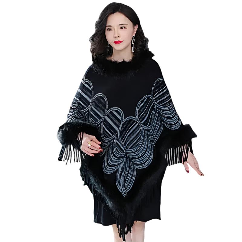 Women's Cashmere Pashmina Cape – Oversized Winter Shawl with Tassels - JVMCL