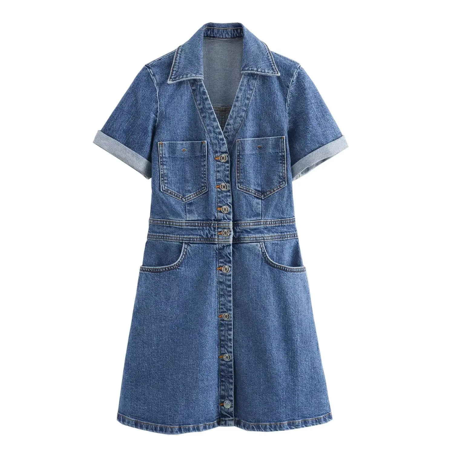 Women’s Retro Denim Mini Dress – Chic & Elegant Street Style for Summer