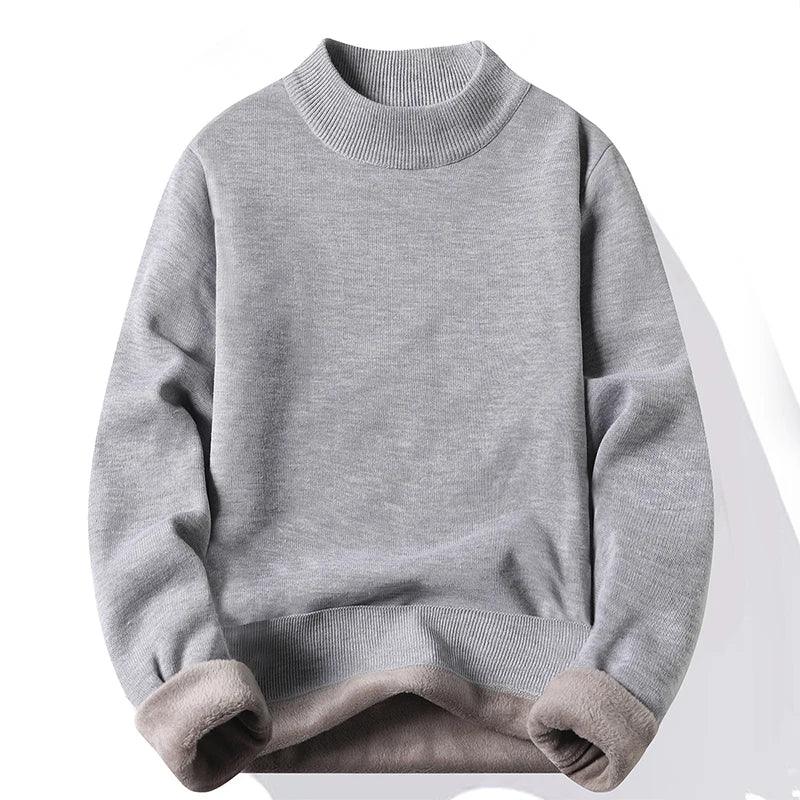 Men's Pullover Soft Sweater - Winter Velvet Fleece Warm Slim Fit Shirt - JVMCL