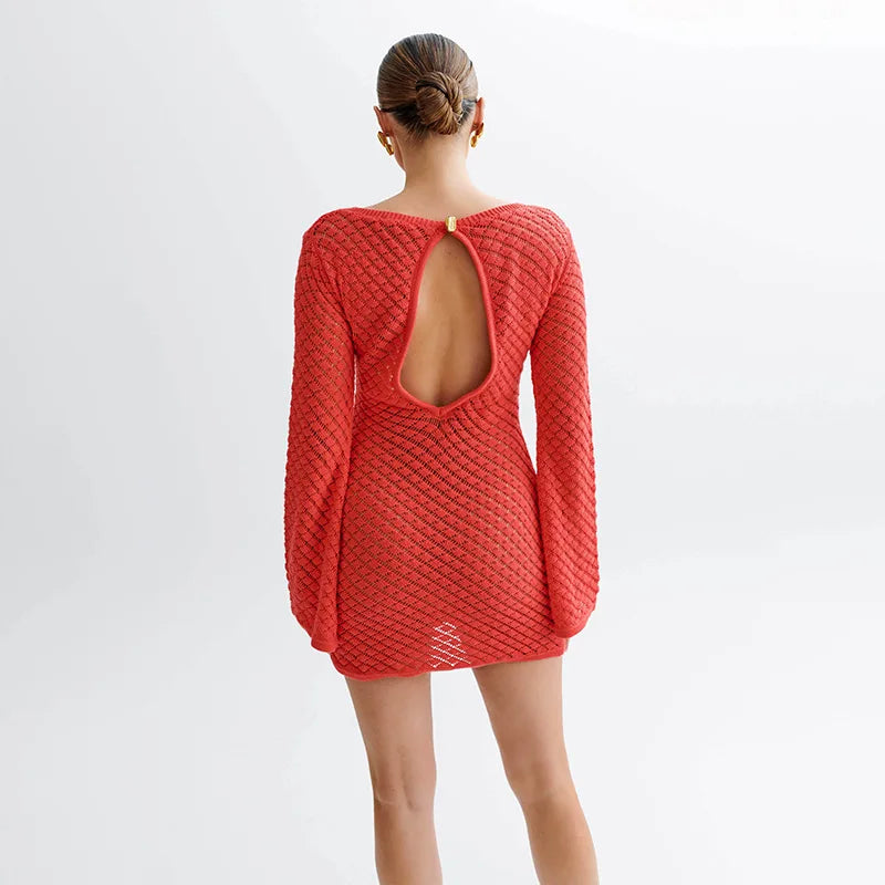 Women’s Sexy Knit Mini Dress – Beach-Ready Backless Vacation Dress