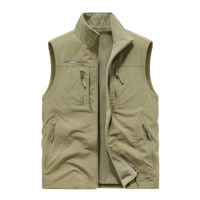 Men's Multi-Pocket Vest - Casual Outdoor Windproof Waterproof Sleeveless Jacket - JVMCL