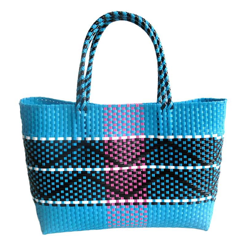 Handmade Plastic Woven Bohemian Tote – Summer Beach Shoulder Bag for Women - JVMCL