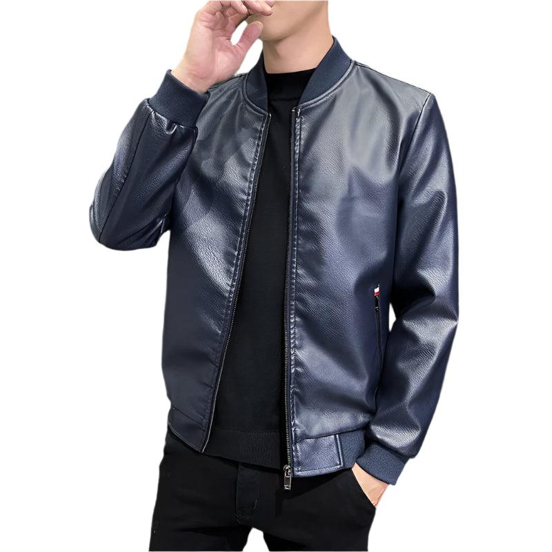 Casual Motorcycle Windbreaker Slim Fit Faux Leather Motorcycle Jacket for Men - JVMCL