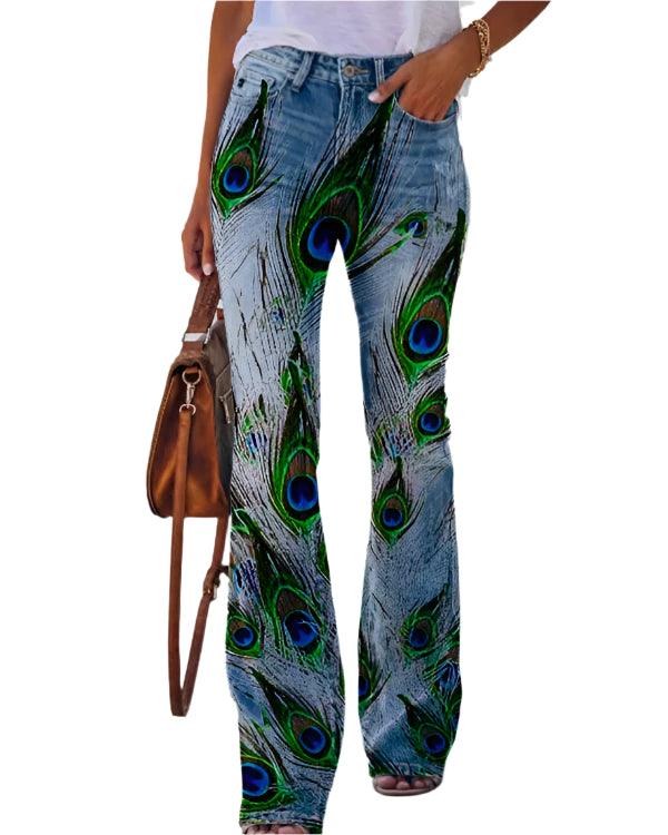 Women’s High-Waist Printed Wide-Leg Pants – Trendy & Chic Imitation Jeans - JVMCL