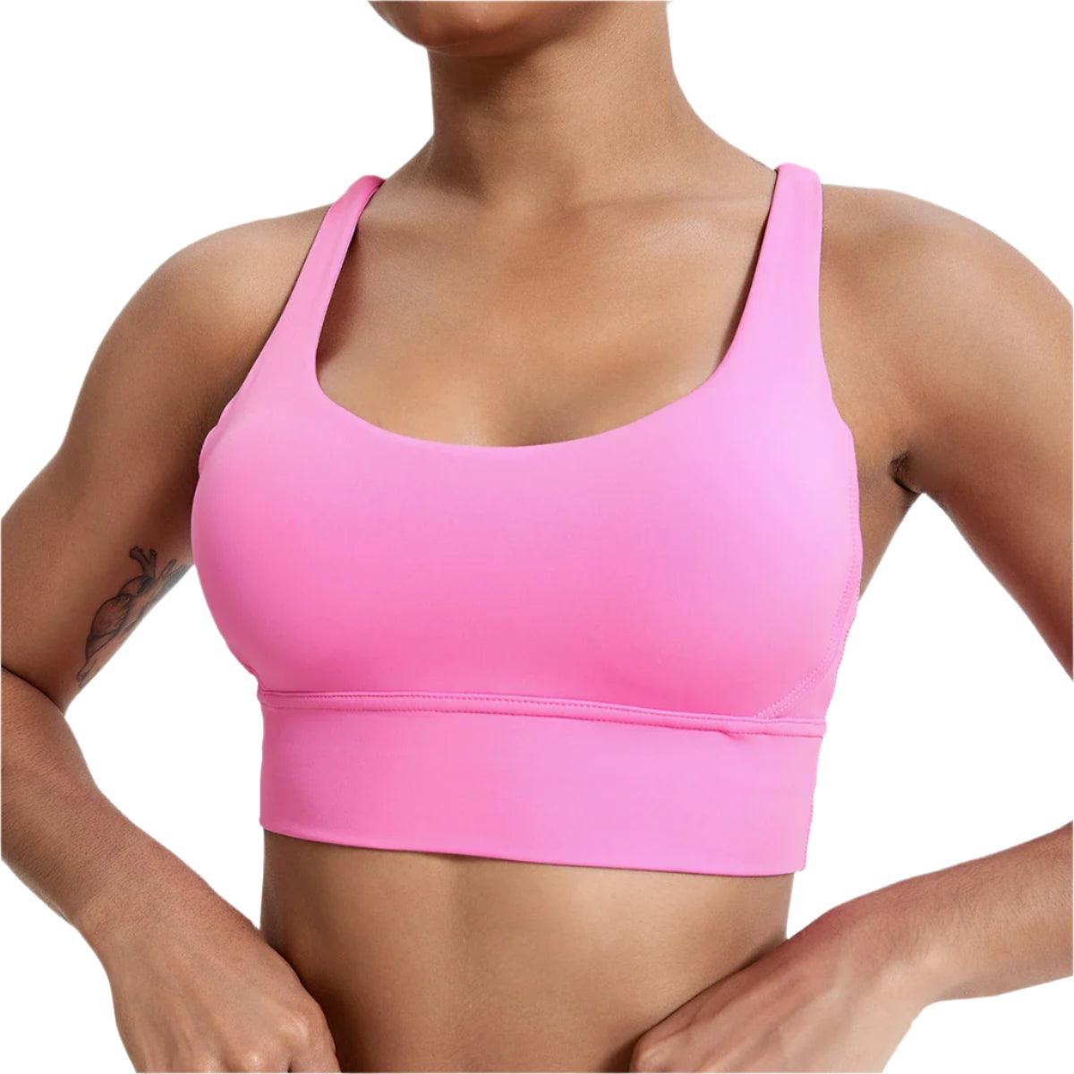 Women's Push-Up Cross-Back Sports Bra – Shockproof & Breathable Workout Crop Top - JVMCL