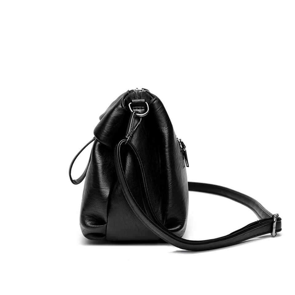 Embossed Kangaroo Logo 3 Compartments Style Leather Shoulder Bag Crossbody Bag - JVMCL