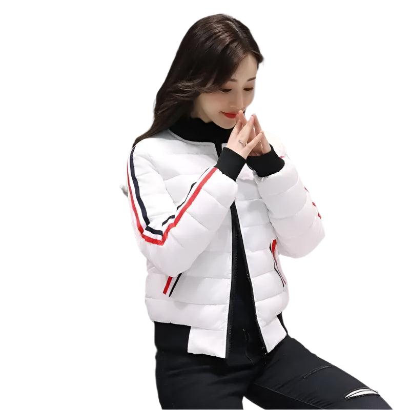 Quilted Cotton Women's Bomber Jacket: Padded Short High-Quality Winter Essential Parka Coat - JVMCL