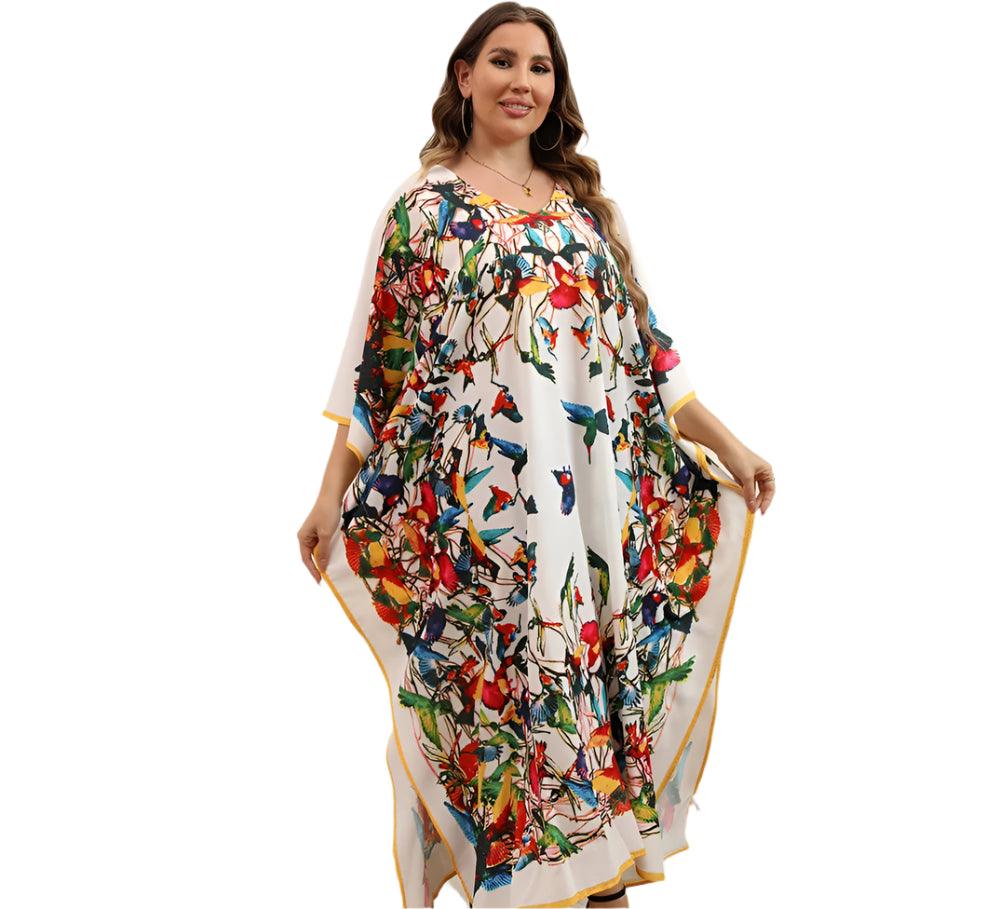 Plus Size Bohemian Nightdress - Silky Beach Robe & Homewear for Women - JVMCL