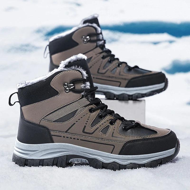 Winter Hiking Boots for Men – Warm Plush Non-Slip Ankle Boots - JVMCL