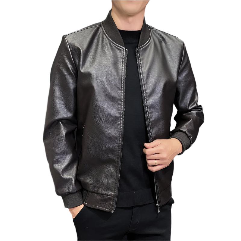 Casual Motorcycle Windbreaker Slim Fit Faux Leather Motorcycle Jacket for Men - JVMCL