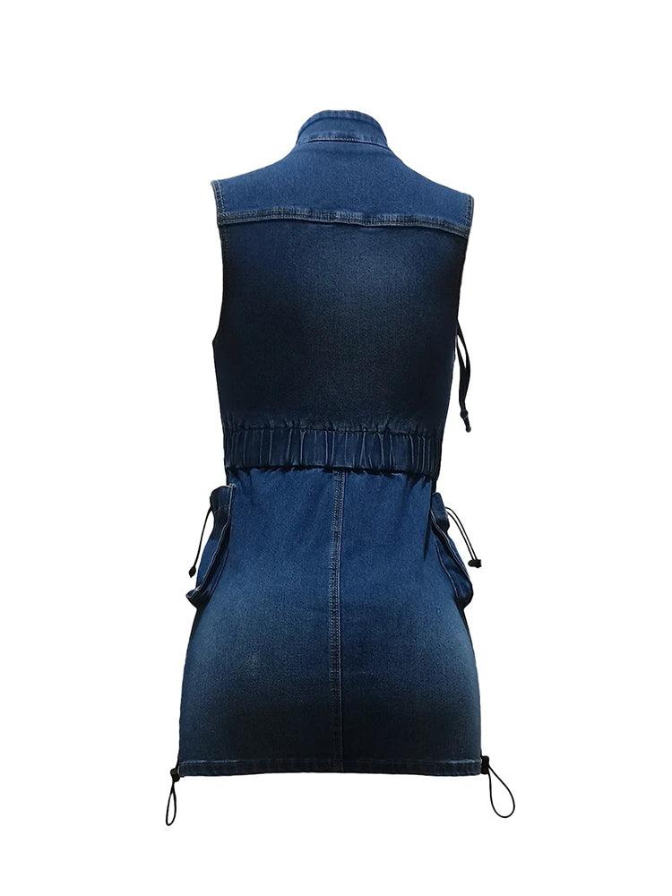 Elastic Waist Fashion Summer Ladies Denim Skirt Dress - Sexy, Chic, and Elegant - JVMCL