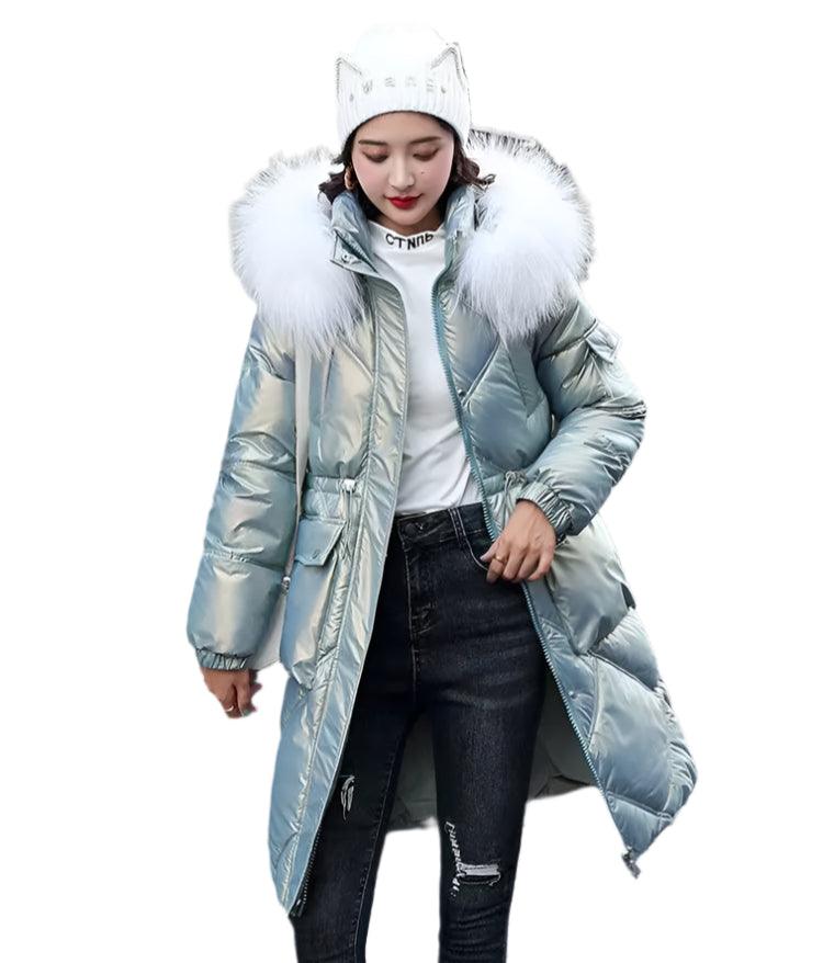 Warm and Stylish All Winter Long Women’s Hooded Fur Collar Parka Jacket - JVMCL