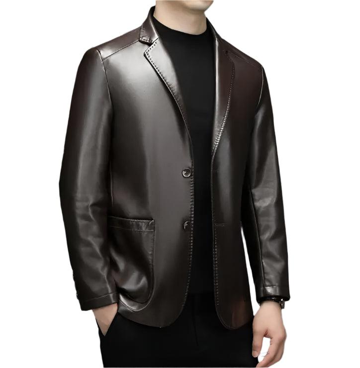 High-Quality Genuine Sheepskin Men's Leather Suit Coat – Autumn and Winter Jacket - JVMCL