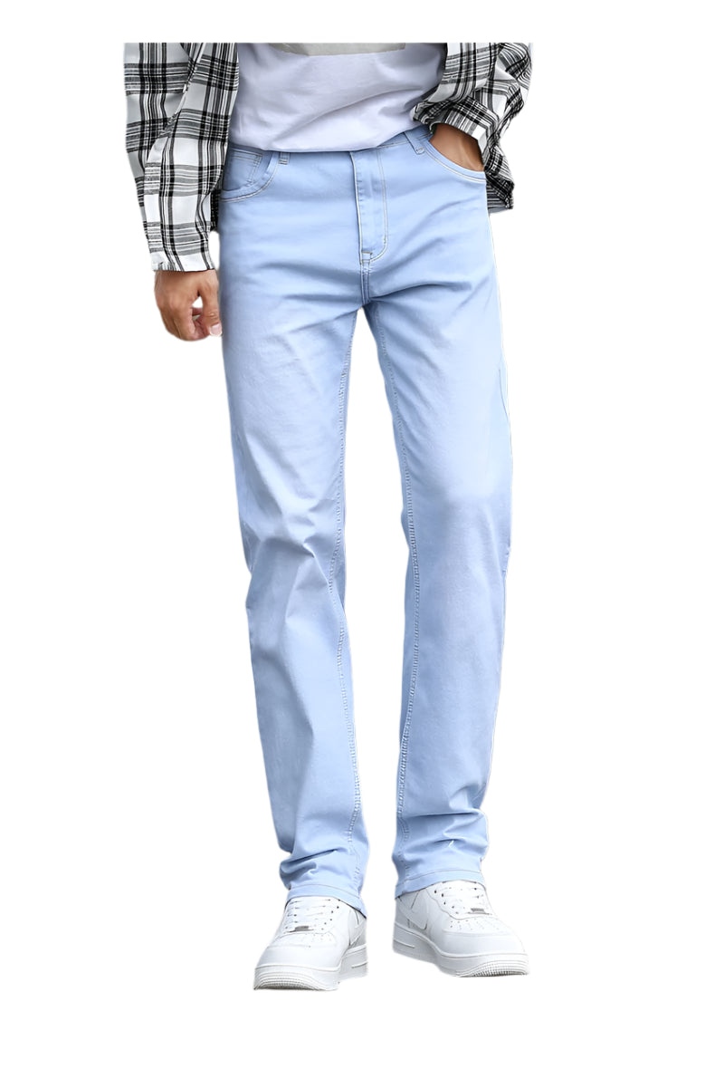 Autumn New Men's Sky Blue Slim Stretch Jeans – Classic Casual Style - JVMCL