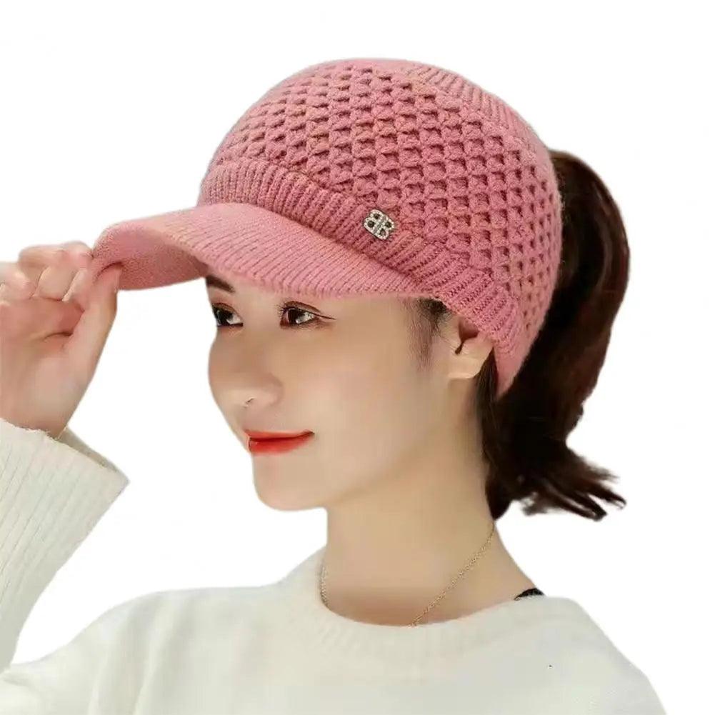 Cozy Fashion Winter Thermal Ladies Knit Cap Solid Color Ladies Hat - JVMCL