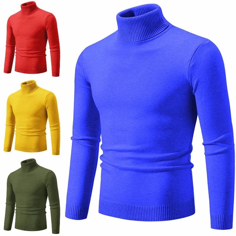 Men’s Soft Knitted High Neck Turtleneck Sweater – Warm & Versatile Pullover - JVMCL