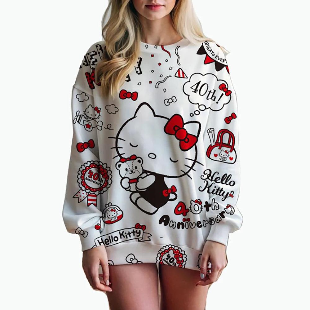 Cute & Trendy Hello Kitty 3D Print Sweatshirt – Youthful Casual Wear - JVMCL