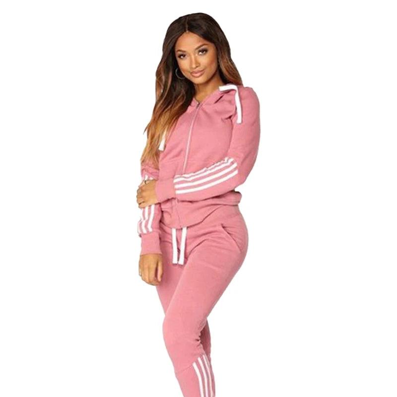 Women's Jogging Street Style Casual Hoodies & Pants 2-Piece Tracksuit Set - JVMCL