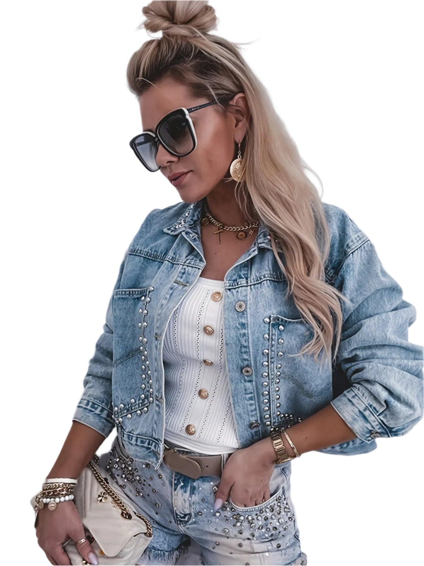 Women's Autumn Winter Long Sleeve Short Denim for Fashion Jeans Jacket Coat - JVMCL