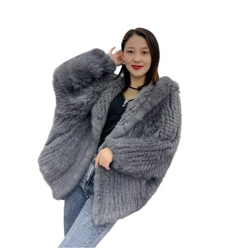 Luxurious Natural Rabbit Fur Hooded Coat – Soft, Warm & Elegant for Winter - JVMCL