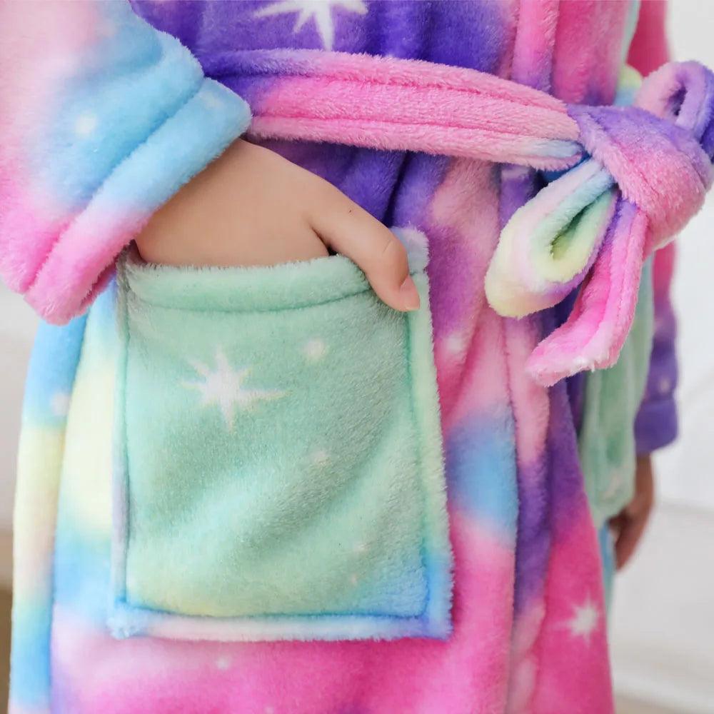 Unicorn Kids Hooded Bathrobe – Soft Flannel Animal Pajamas for Boys & Girls - JVMCL