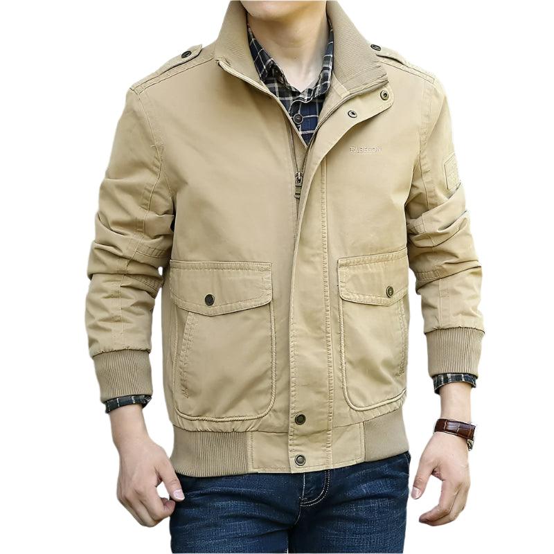 Functional Style Cotton Multi-Pocket Military Cargo Bomber Jacket for Men - JVMCL