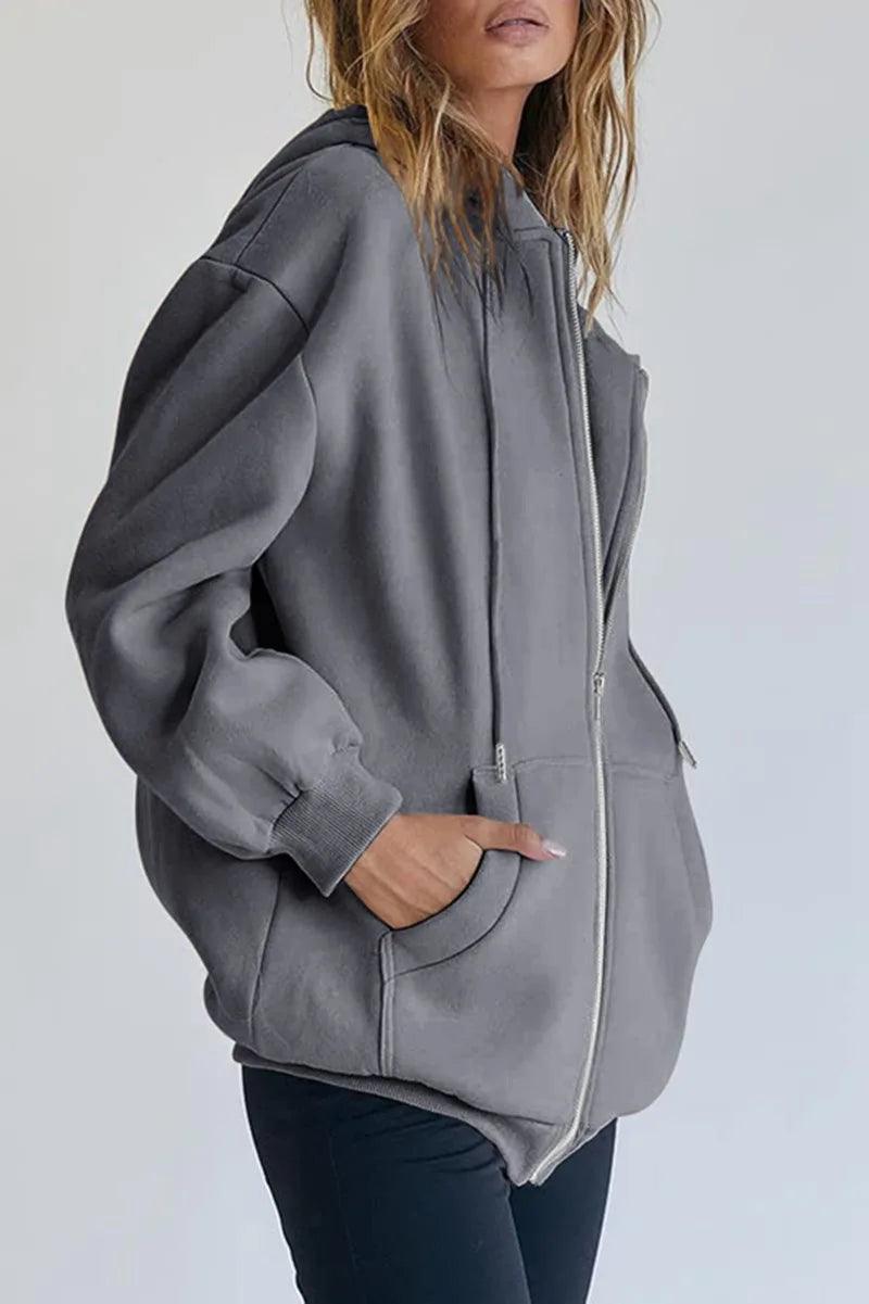 Cute Oversized Hoodie for Women and Teenage Girls – Casual Autumn Zipper Jacket - JVMCL