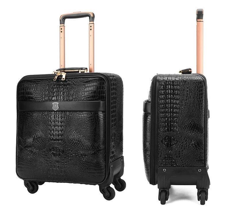 Crocodile Style Genuine Leather Luxury Trolley Luggage Universal Wheel Suitcase - JVMCL