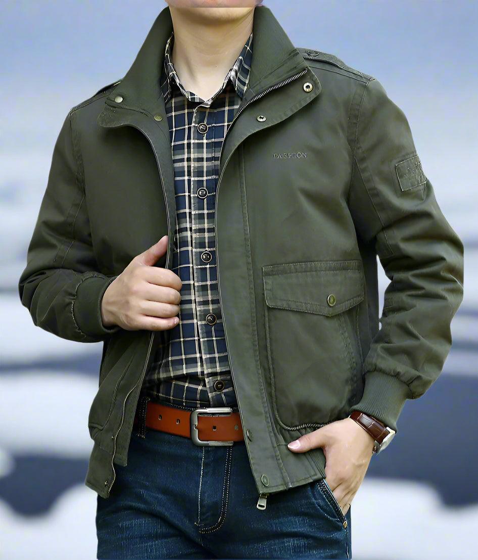 Functional Style Cotton Multi-Pocket Military Cargo Bomber Jacket for Men - JVMCL