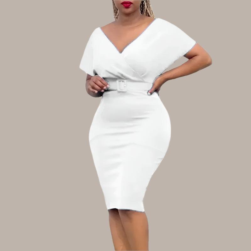 Elegant African Bodycon Midi Dress – High Waist Bandage Robe Femme Dress - JVMCL