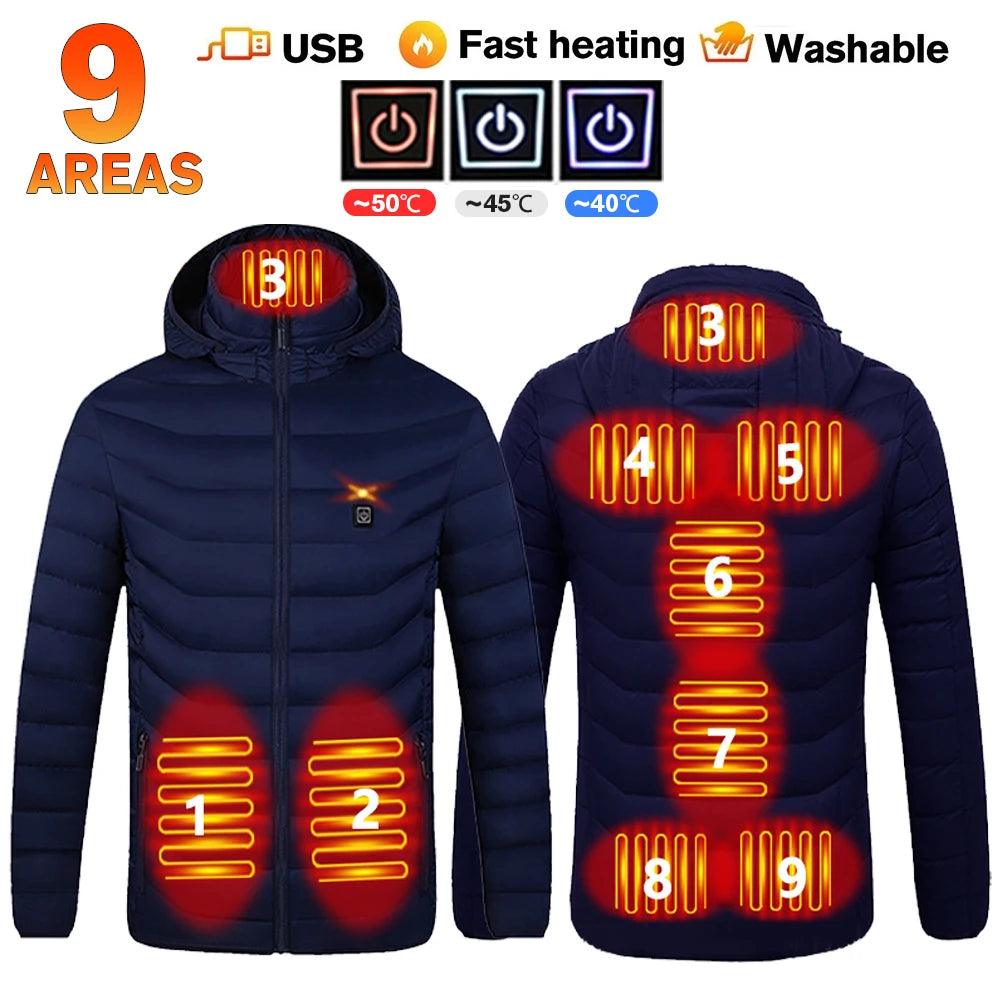 21-Area Heated Waterproof Winter Coat – USB-Powered Warm Vest for Men & Women - JVMCL