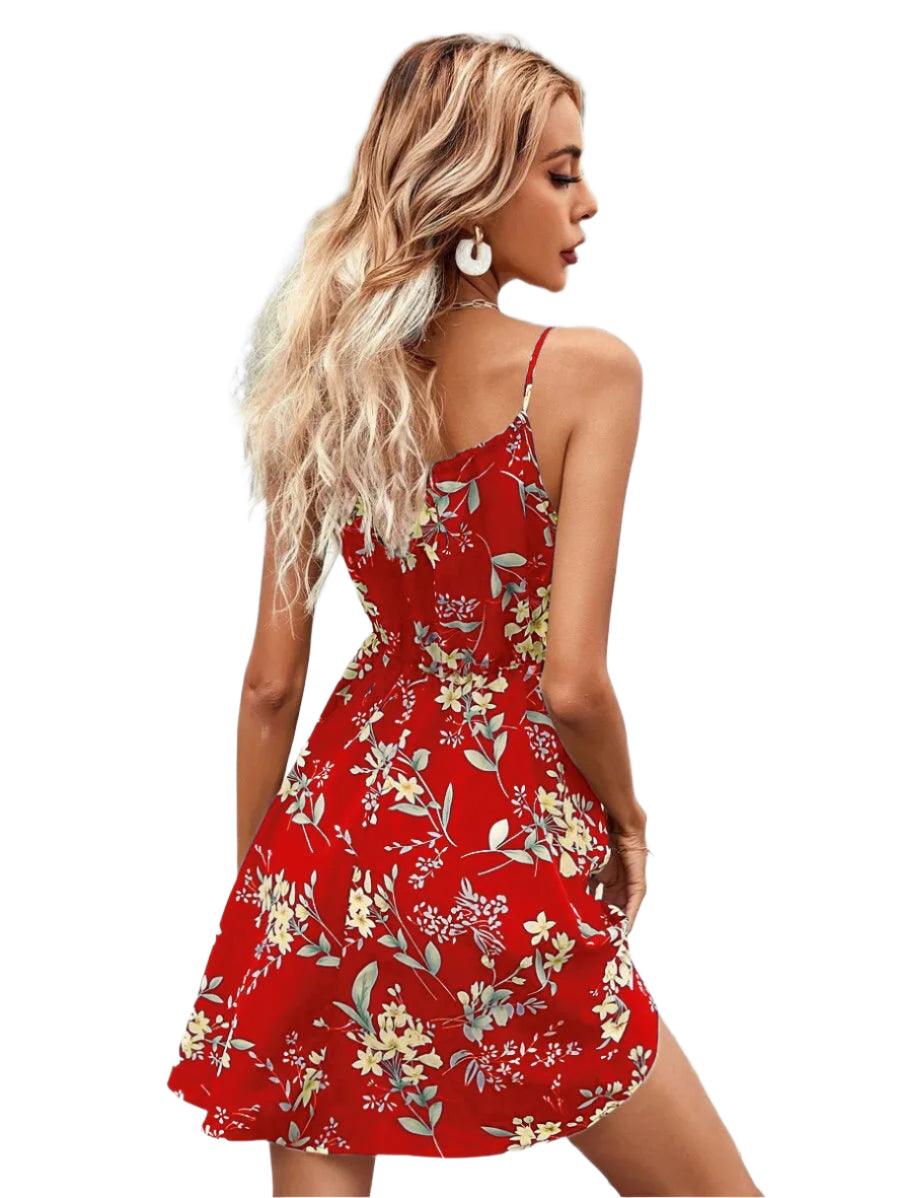 Summer Floral Print Spaghetti Strap Mini Dress – 2024 Y2K Beach Sundress - JVMCL