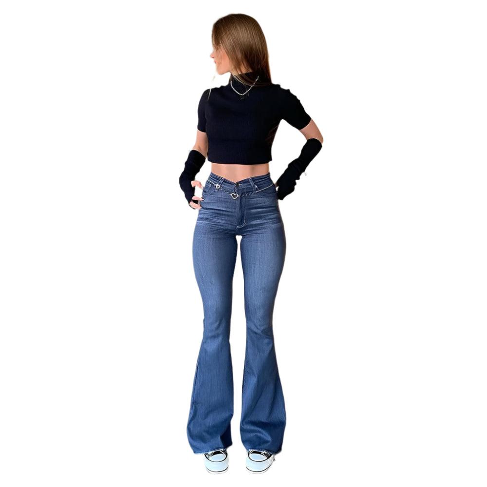 Women’s High-Waist Y2K Flare Jeans – Vintage Streetwear Style - JVMCL