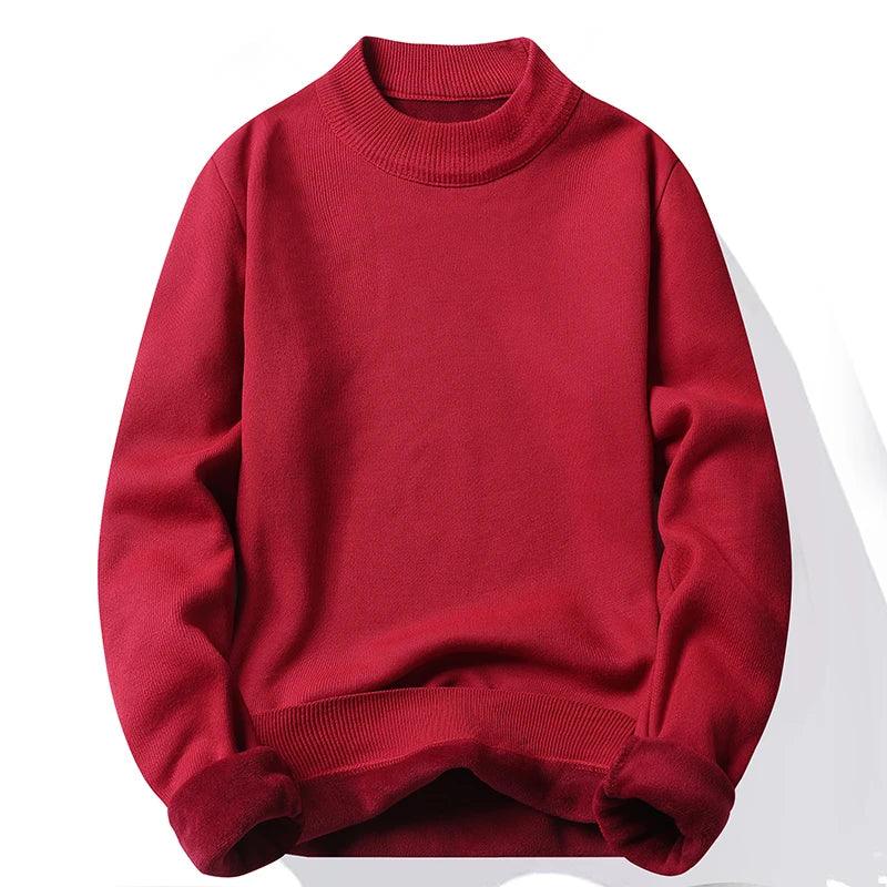 Men's Pullover Soft Sweater - Winter Velvet Fleece Warm Slim Fit Shirt - JVMCL