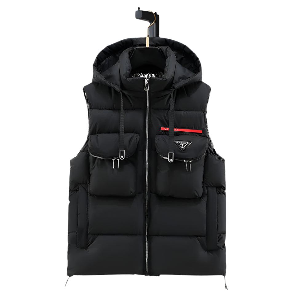 Men Winter Padded Hooded Loose Casual Thicken Warm Waistcoat Vests Jacket - JVMCL