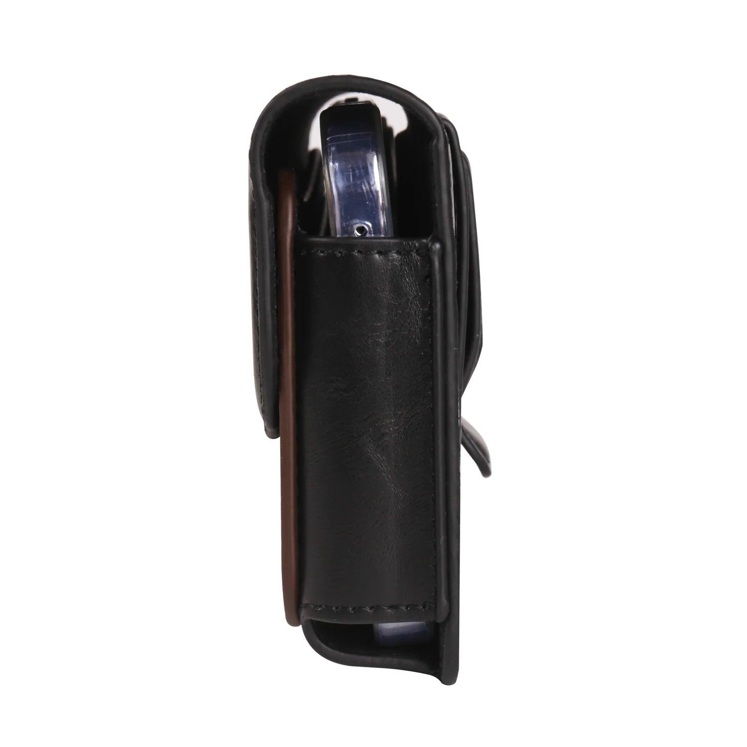 Crazy Horse Leather Horizontal Waist Phone Bag Pouch for Large Smartphones