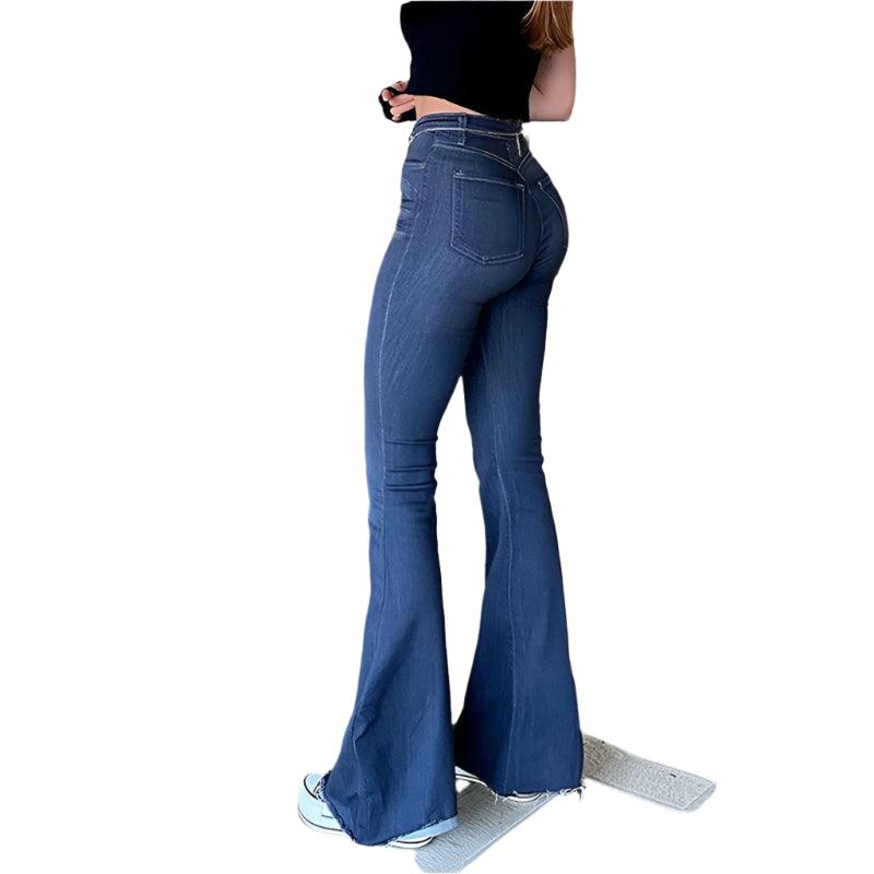 Women’s High-Waist Y2K Flare Jeans – Vintage Streetwear Style - JVMCL