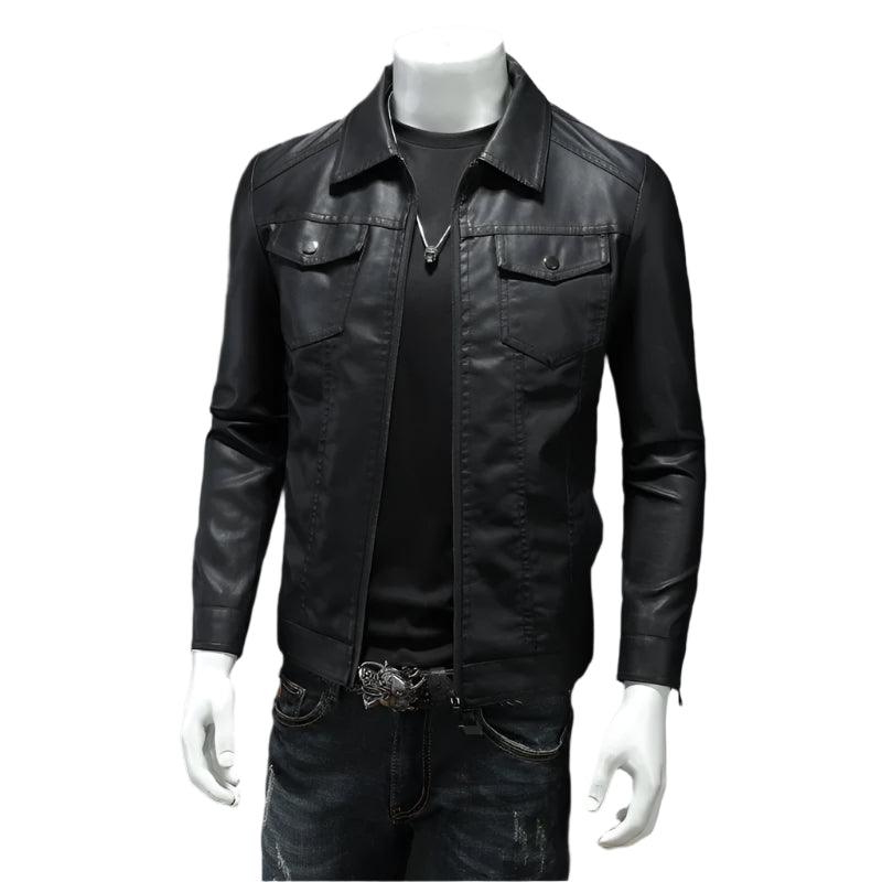 Comfort Ride : Durable Padded Velvet Lining Slim-Fit Leather Motorcycle Jacket - JVMCL