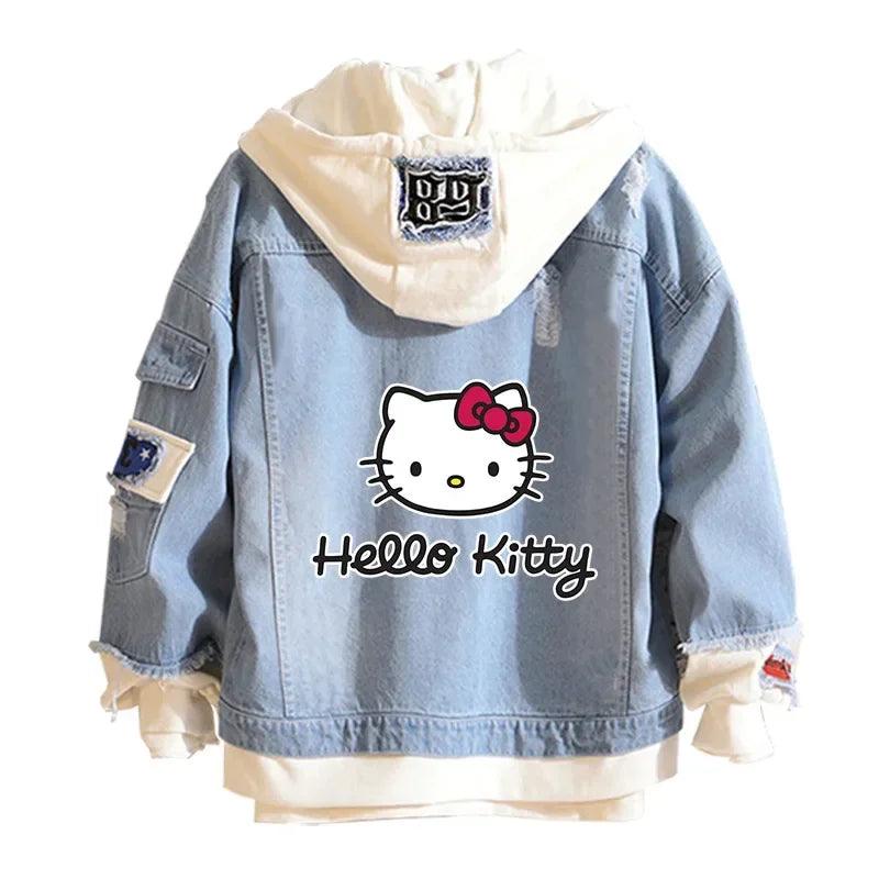 A Hello Kitty High-Quality Anime collectible Denim Bomber Jacket - JVMCL